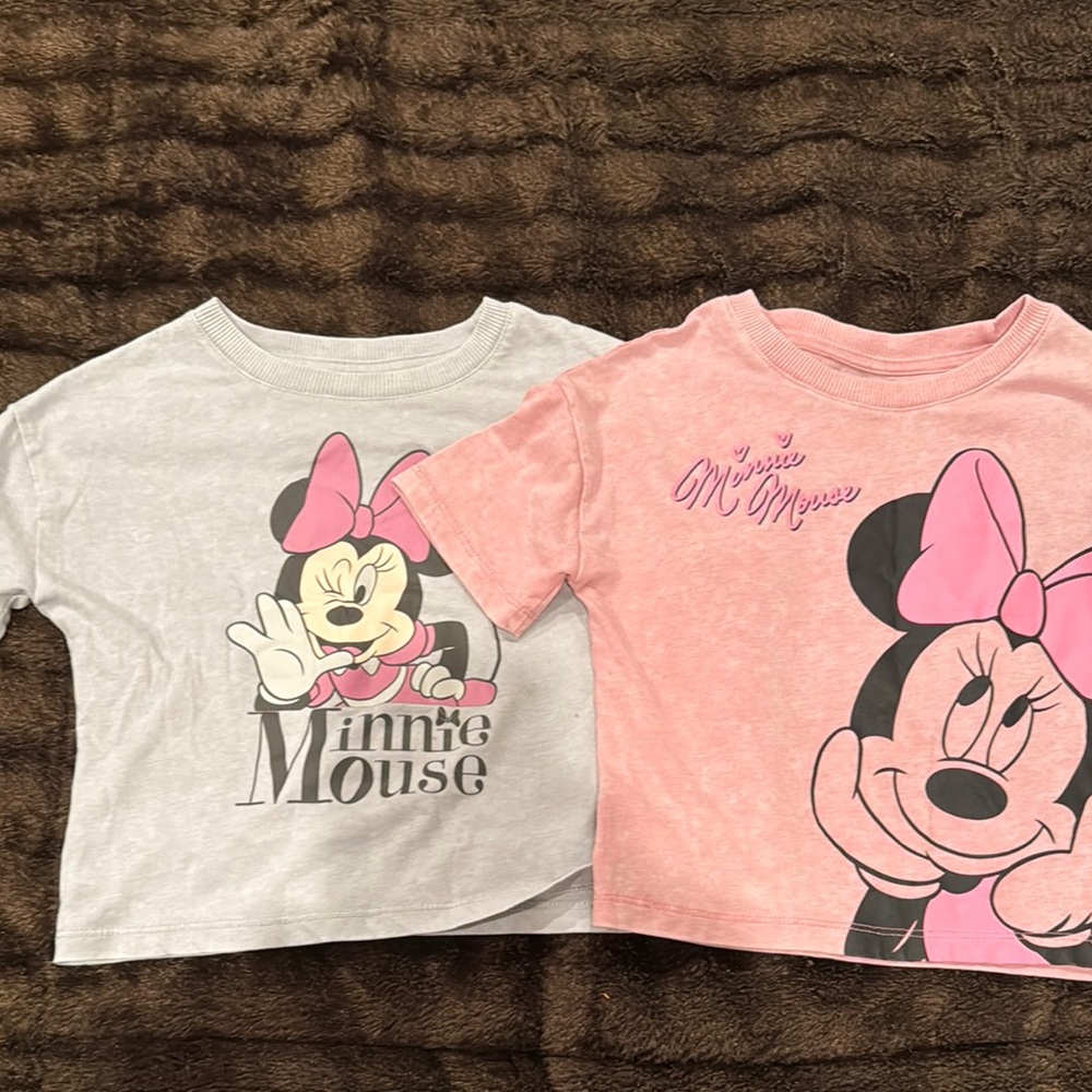 Disney Minnie Mouse Gray and Pink Short Sleeve Tees